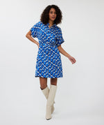 Esqualo Blue Silk Feel Dress With Belt And Pockets