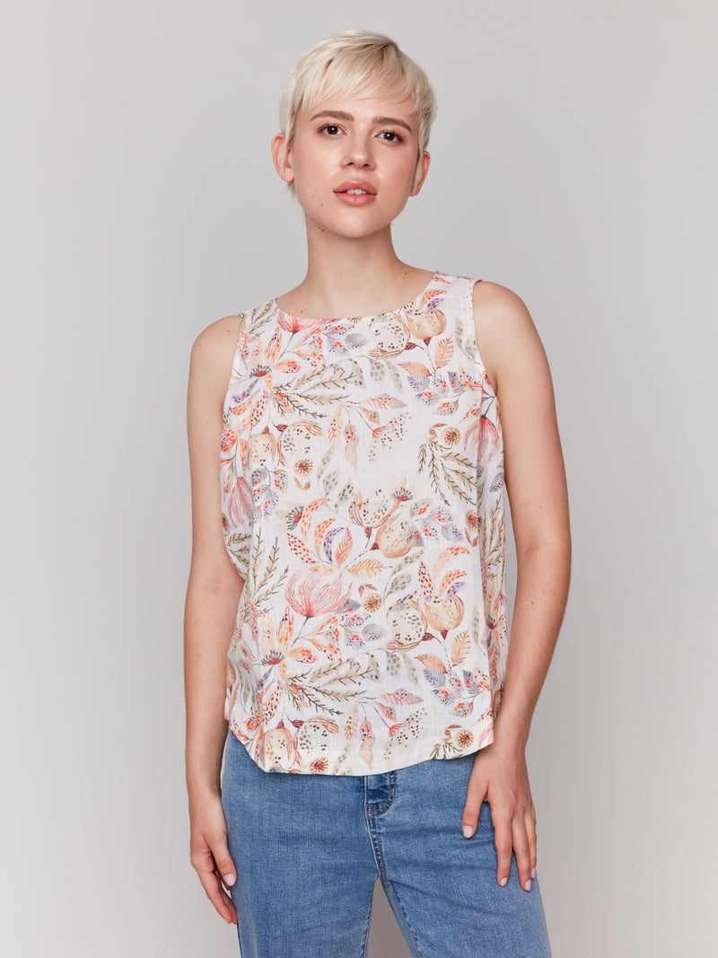 Charlie B Tropical Linen Tank Top