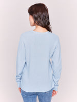 Charlie B Blue Sweater With Side Grommits