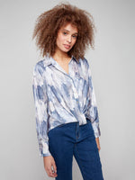Charlie B Silky Feel Watercolour Pearly Blouse