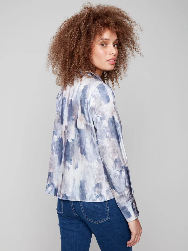 Charlie B Silky Feel Watercolour Pearly Blouse