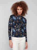 Charlie B Mock Neck Ribbed Long Sleeve Rio