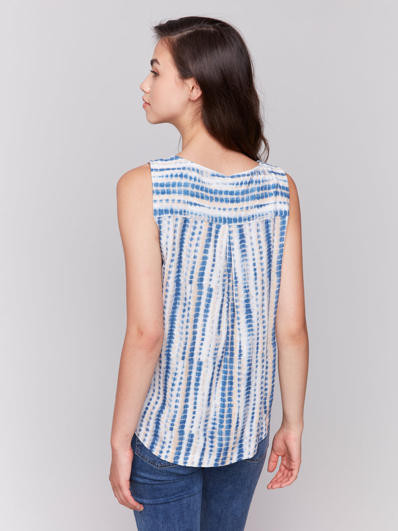 Charlie B Blue Tie Dye Linen Tank Top