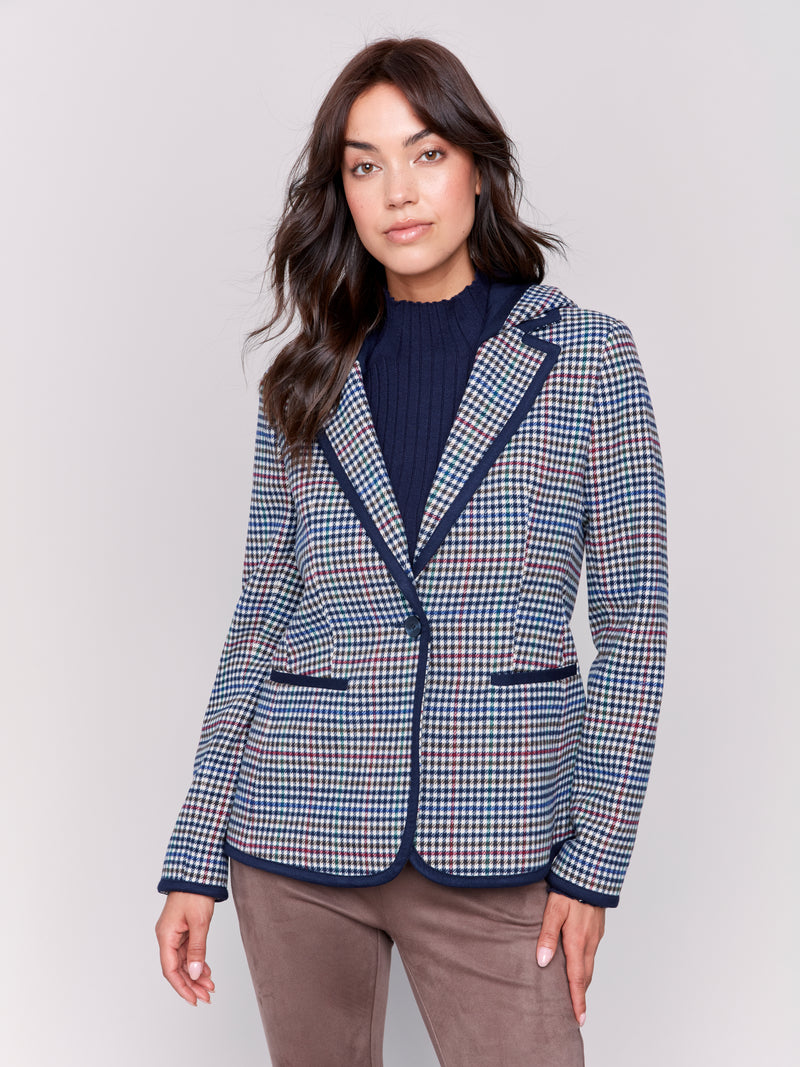 Charlie B Plaid Blazer With Removeable Hoodie