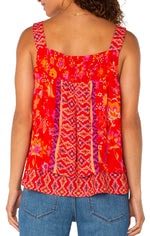 Liverpool Red/Orange Flowy Floral Tank Top