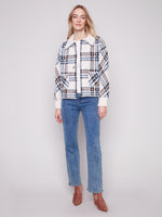 Charlie B Plaid Ecru Short Jacket