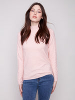 Charlie B Light Long Sleeve Textured Top Ballet Pink