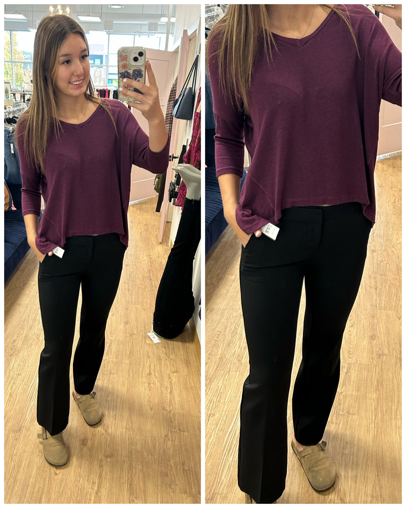 Made In Italy Soft High Low Sweater Purple