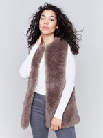 Charlie B Faux Fur Vest Taupe