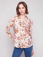 Charlie B Jacobean Button Up Blouse
