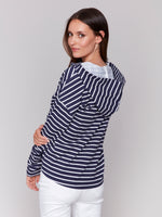 Charlie B Navy Striped Hoodie