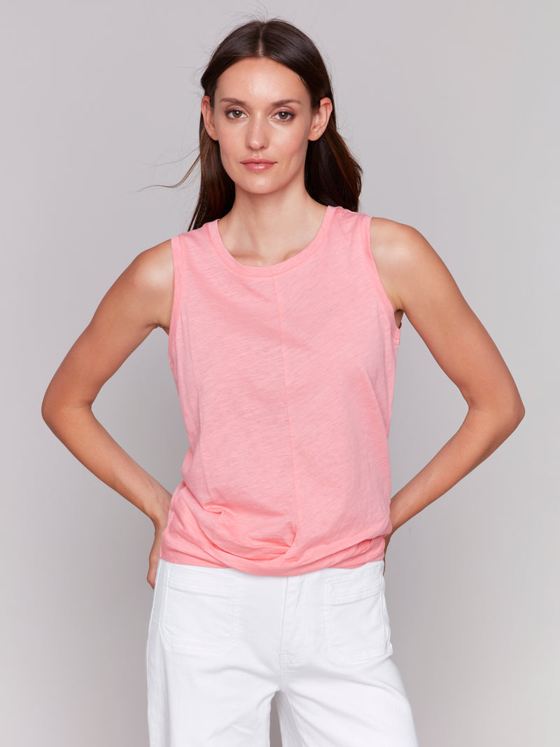 Charl B Tank Top With Bunch Detail Watermelon Colour