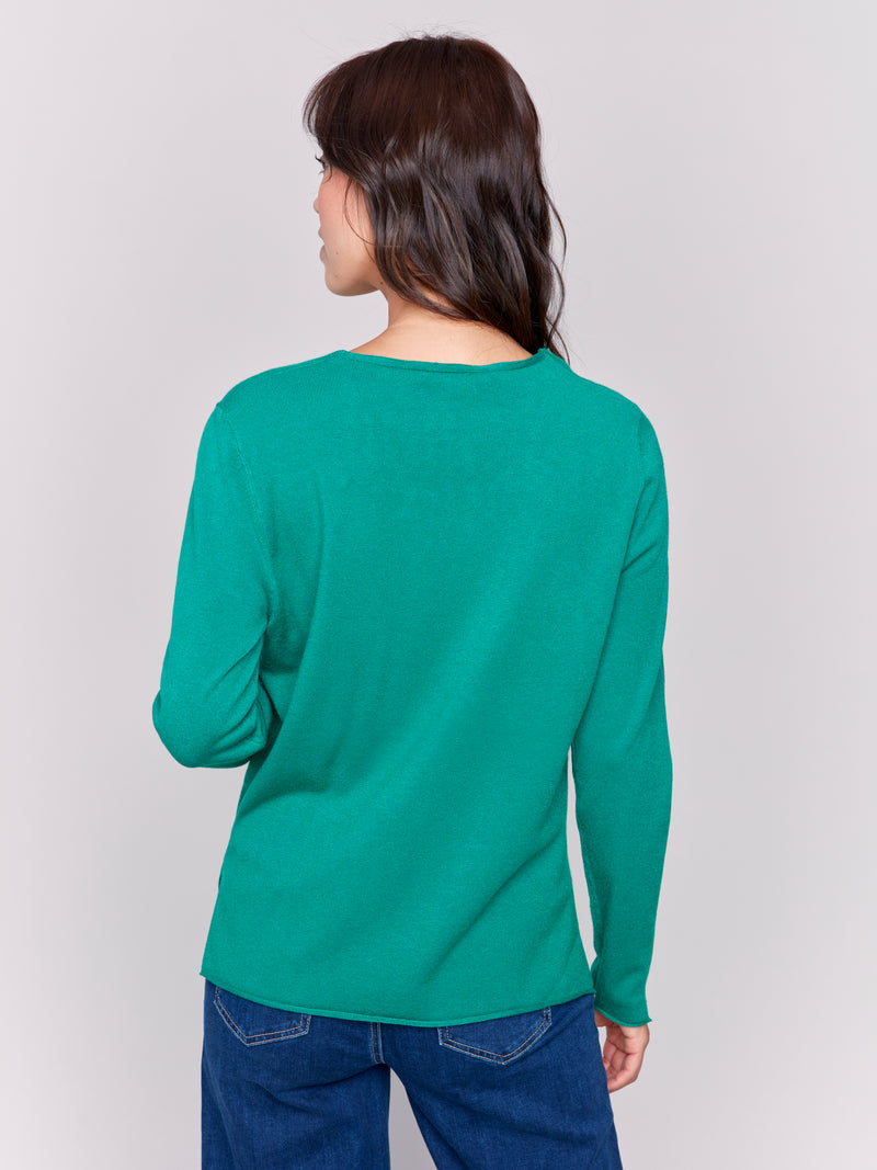 Charlie B Forest V Neck Light Weight Sweater