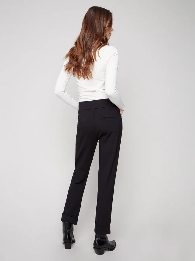 Charlie B Black Pull On Straight Leg Pants