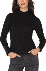 Liverpool Mock Neck Sweater With Buttons Black
