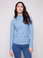 Charlie B Light Long Sleeve Textured Top Oxford Blue