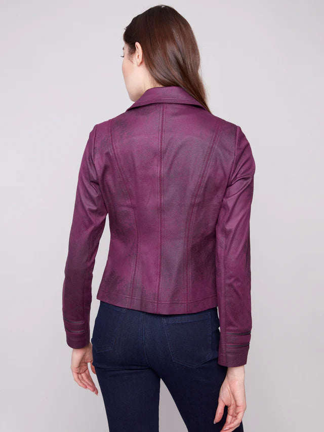 Charlie B Faux Suede Jacket Berry
