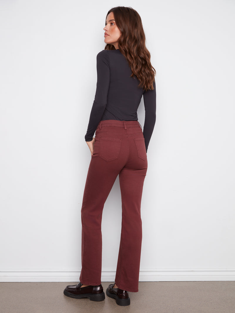 Charlie B Cabernet Flare Patch Pocket Jean