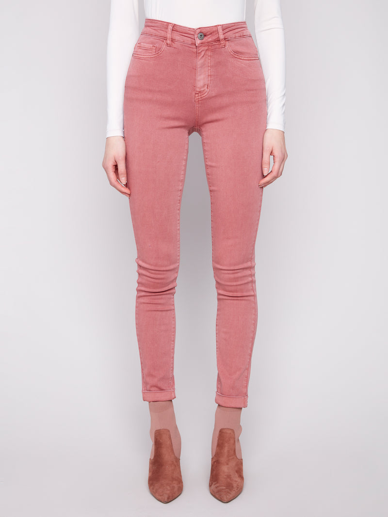Charlie B Slim Leg Cuffed Jean Primrose