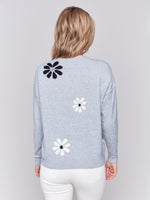 Charlie B Grey Floral Sweater