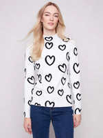 Charlie B Reversible Mock Neck Heart Sweater