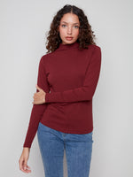 Charlie B Long Sleeve Mock Neck Cabernet