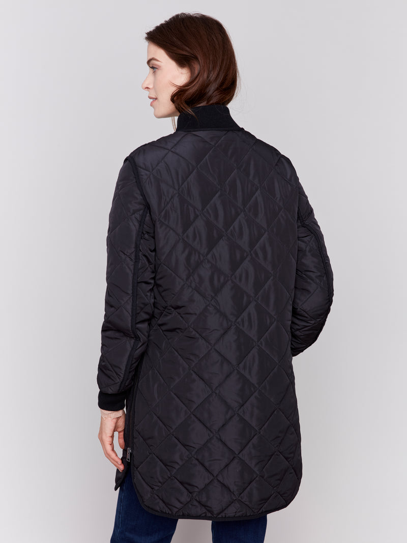 Charlie B Quilted Zip Up Jacket Black