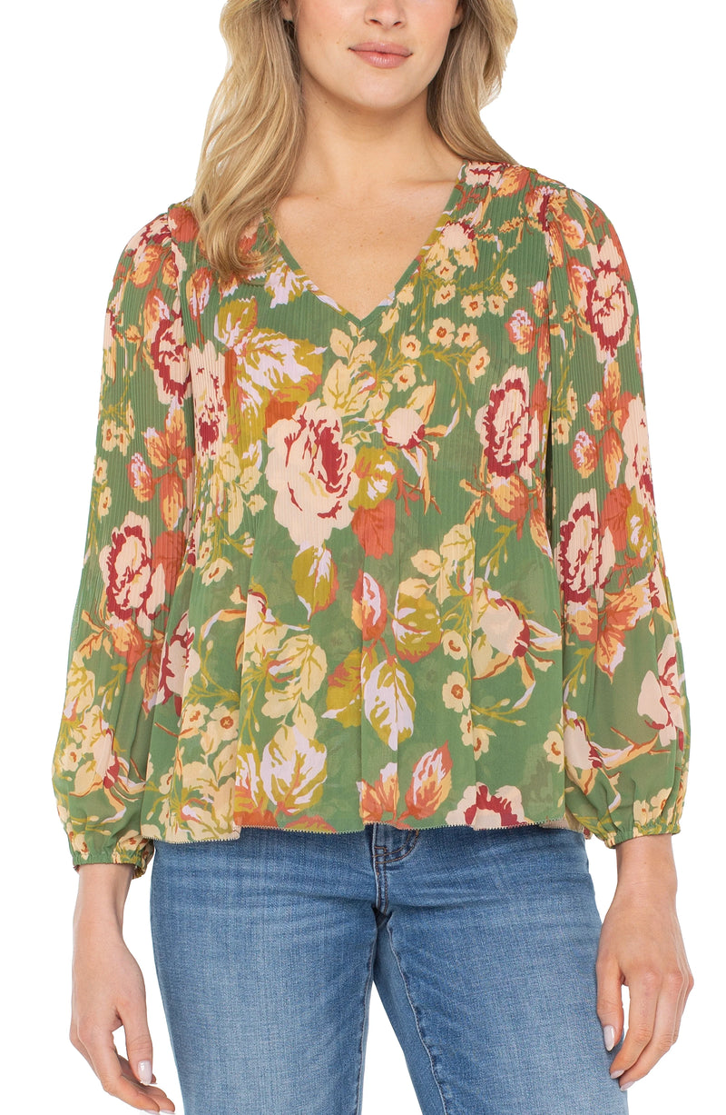 Liverpool Pleated Flowy Blouse