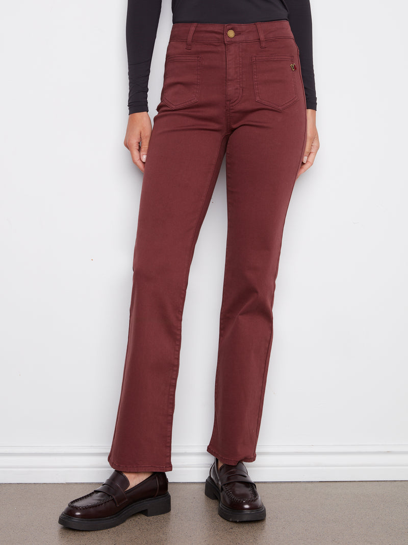Charlie B Cabernet Flare Patch Pocket Jean