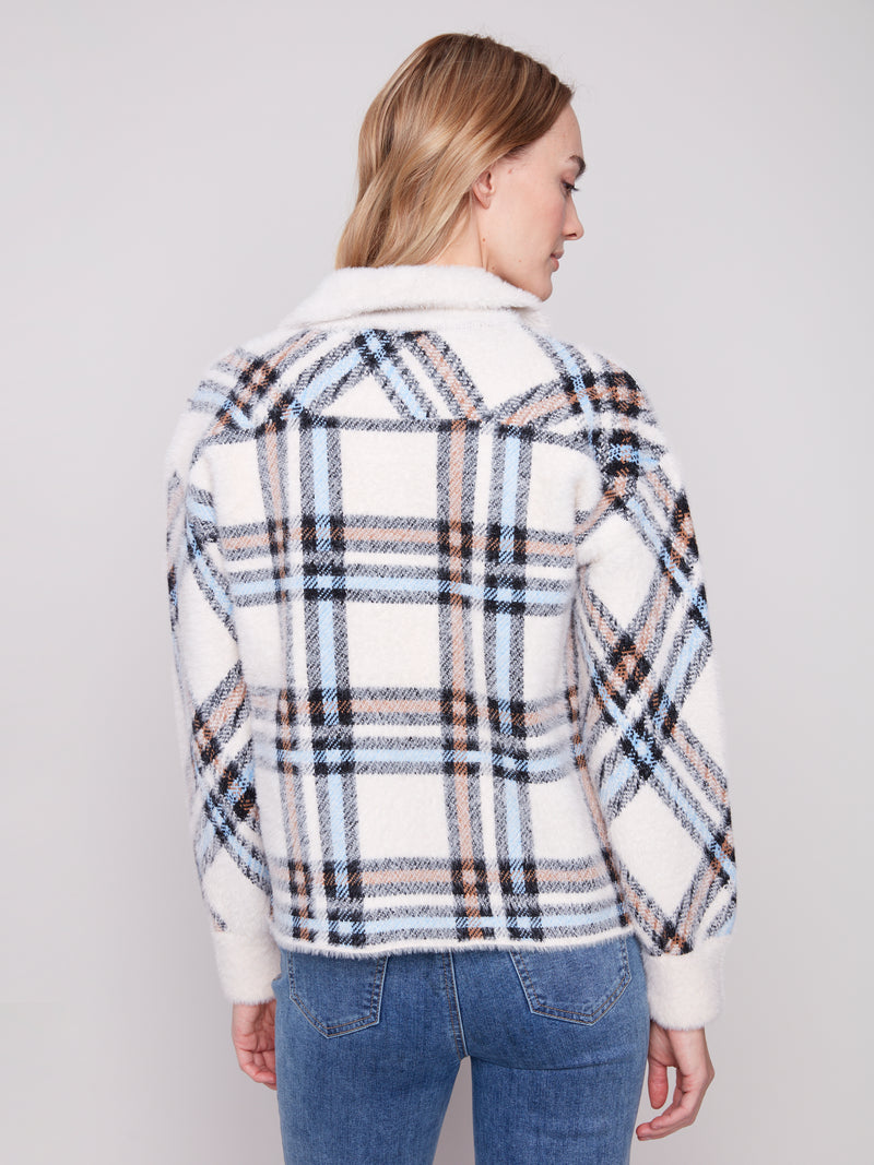Charlie B Plaid Ecru Short Jacket