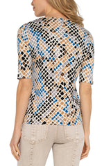 Liverpool V Neck Top Lapis Snake Print