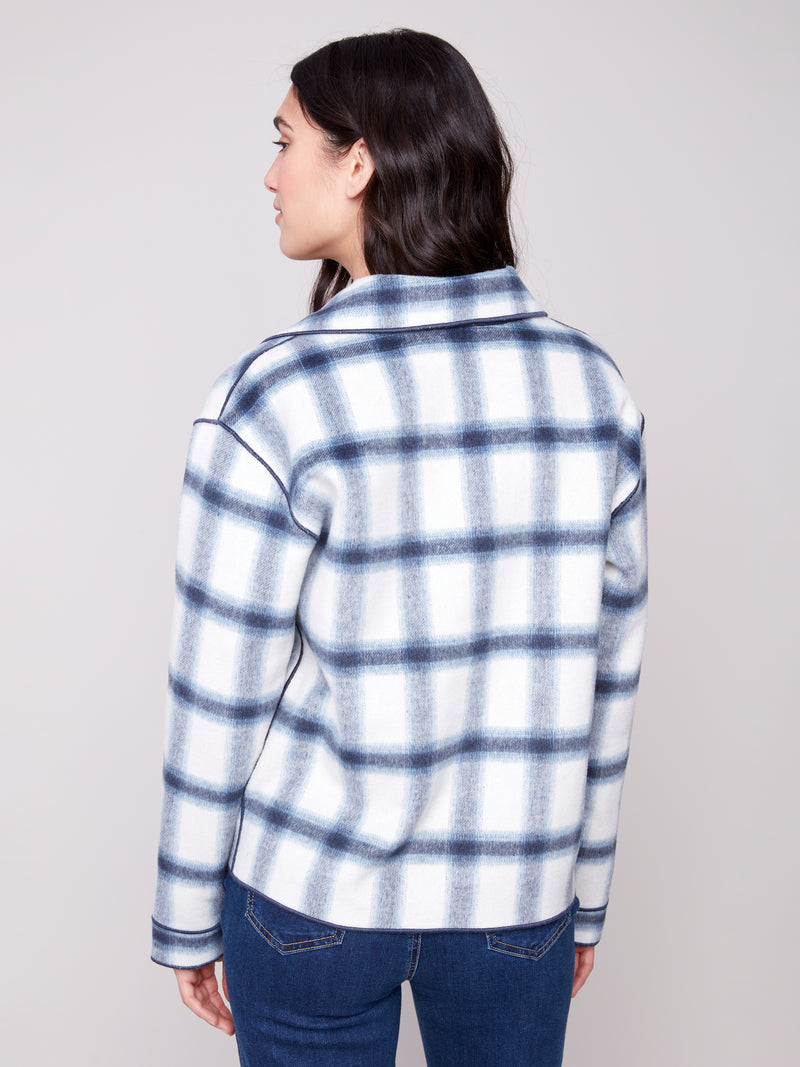 Charlie B Navy Plaid Reversible Jacket