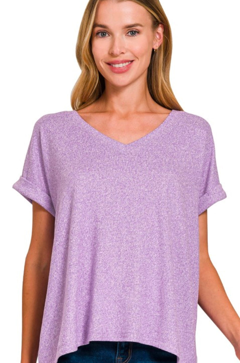 Super Soft Heathered V Neck Tee Lavender