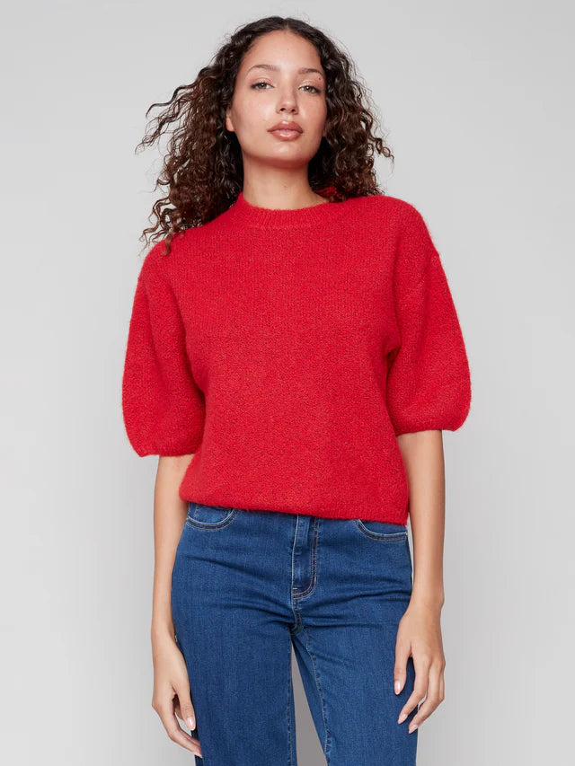 Charlie B Crimson Sweater Elbow Sleeve