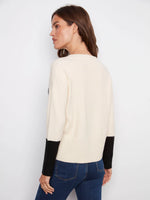 Charlie B White With Black Pocket/Sleeves Sweater