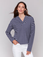 Charlie B Navy Striped Hoodie