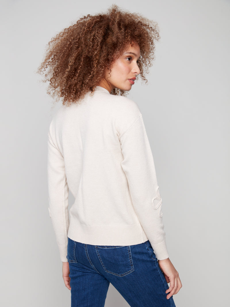 Charlie B Oat Sweater With Flower Detail