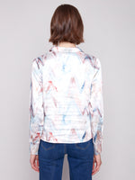 Charlie B Silky Feel Pastel Chevron Print Blouse