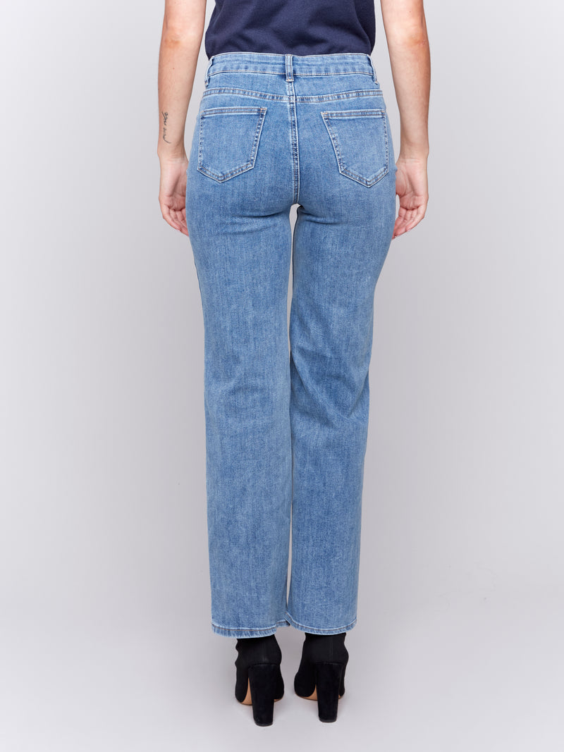 Charlie B Heat Patch Pocket Straight Jeans Blue