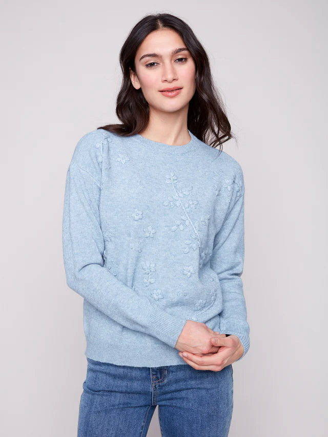 Charlie B Oxford Sweater With Flowers