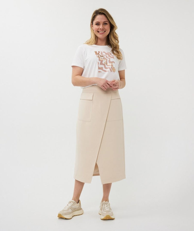 Esqualo Sand Long Front Split Skirt