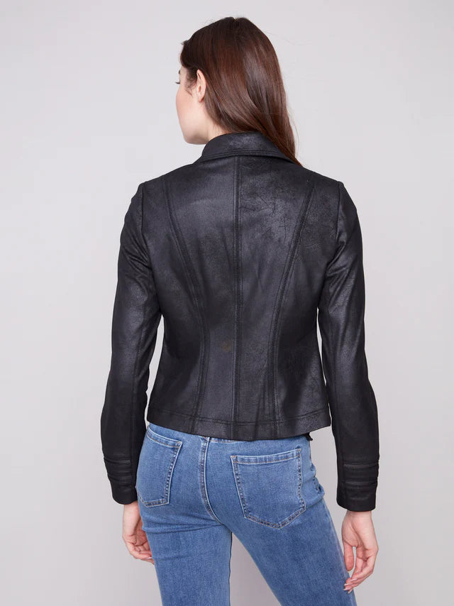 Charlie B Vintage Faux Leather Jacket Black