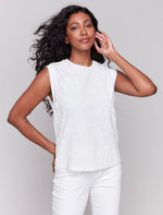 Charlie B Embroidered White Tank Top