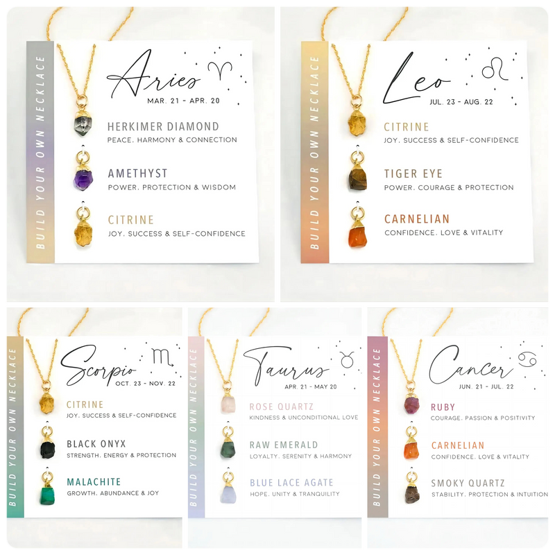 Gemstone Zodiac Necklace Gold