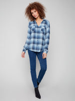 Charlie B Soft Plaid Button Up Shirt With Breast Pockets