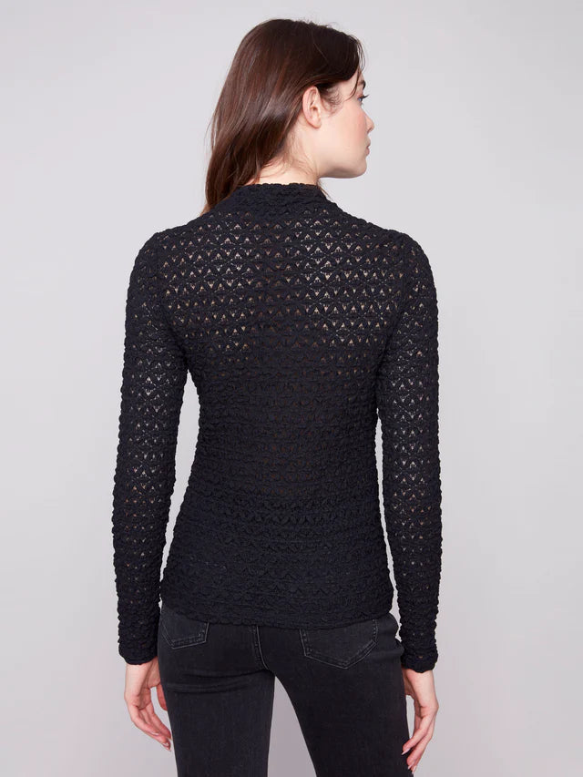 Charlie B Mock Neck Longsleeve Top Black