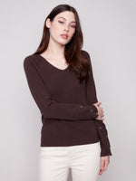 Charlie B Ribbed Knit Sweater With Heart Rivets