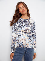 Charlie B Drop Shoulder Longsleeve Sweater With Side Buttons Rococo print