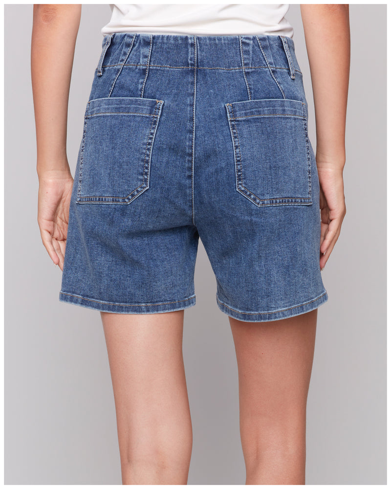 Charlie B Medium Wash Front Pocket Shorts