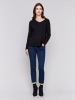 Charlie B Super Soft V Neck Sweater Black